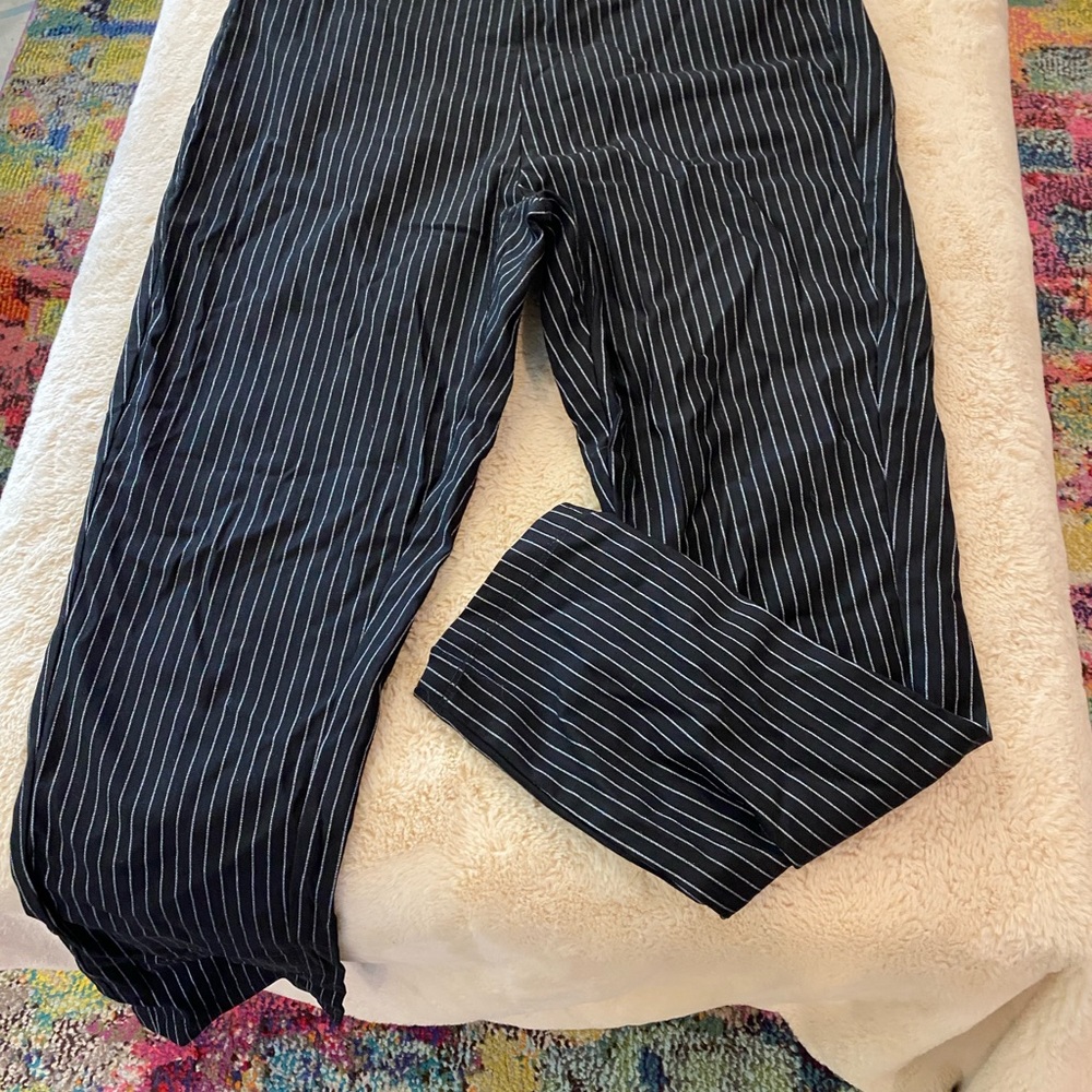 Black pinstripe slacks